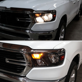 Spec D Factory Style Crystal Headlight Black Housing (DRIVER): Ram 1500 2019-2024 3.6L/5.7L