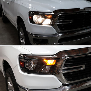 Spec D Factory Style Crystal Headlight Black Housing (PASSENGER): Ram 1500 2019-2024 3.6L/5.7L