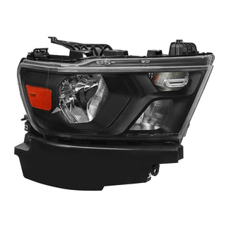 Spec D Factory Style Crystal Headlight Black Housing (PASSENGER): Ram 1500 2019-2024 3.6L/5.7L