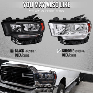 Spec D Factory Style Crystal Headlight Chrome Housing (DRIVER): Ram 2500/3500 2019-2024
