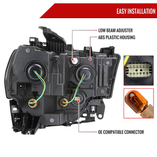 Spec D Factory Style Crystal Headlight Black Housing (DRIVER): Ram 2500/3500 2019-2024