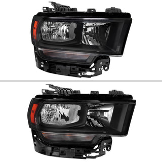 Spec D Factory Style Crystal Headlight Black Housing (PASSENGER): Ram 2500/3500 2019-2024