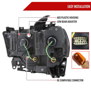 Spec D Factory Style Crystal Headlight Black Housing (PASSENGER): Ram 2500/3500 2019-2024