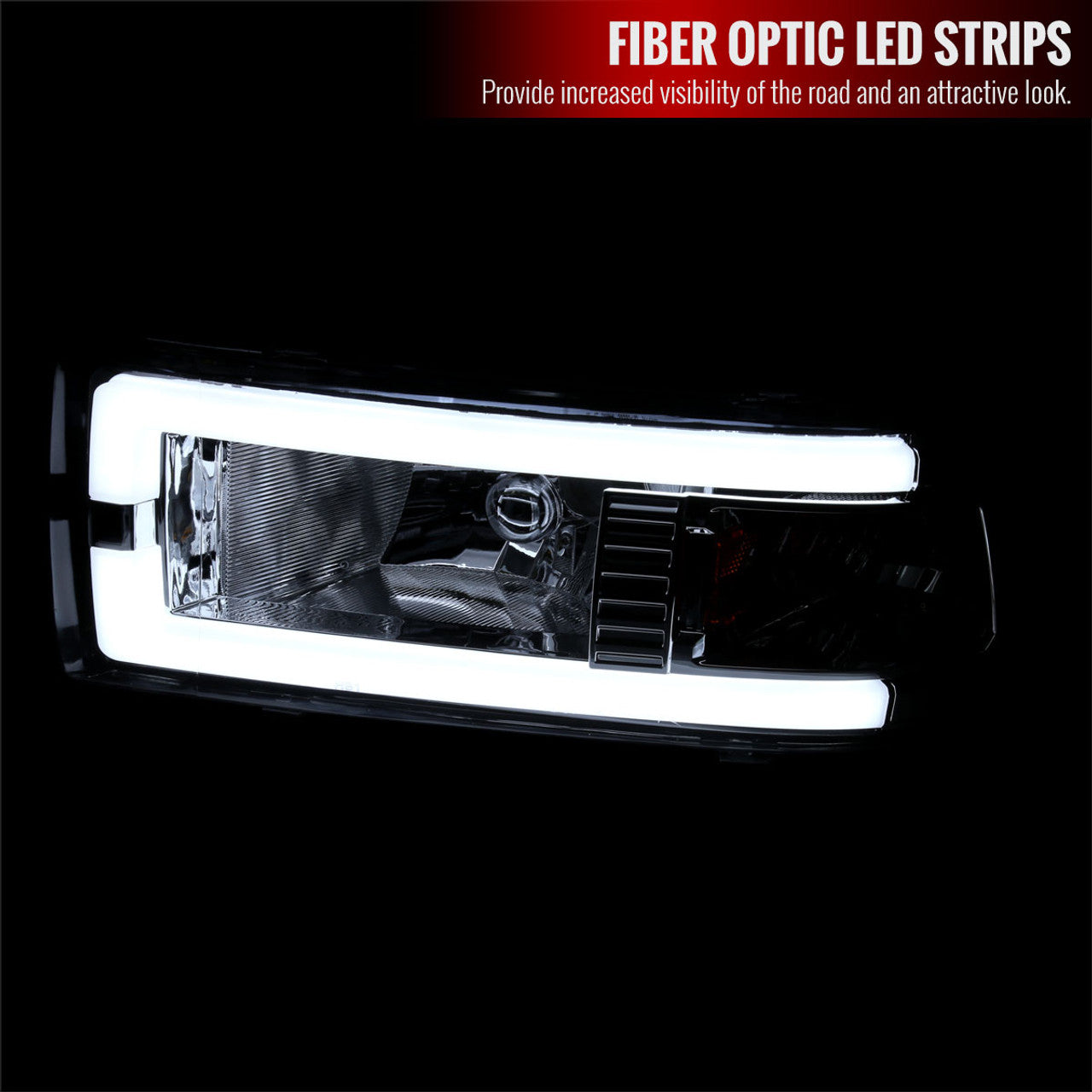Spec D OEM Style Headlights w/ LED Bar (Chrome): Dodge Ram 1994 - 2002
