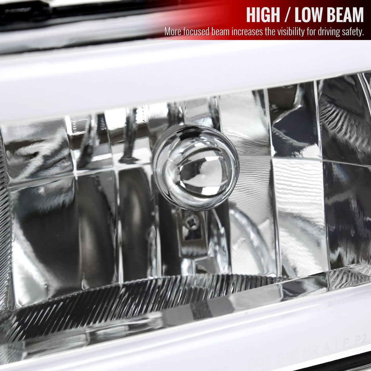 Spec D OEM Style Headlights w/ LED Bar (Chrome): Dodge Ram 1994 - 2002