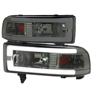 Spec D OEM Style Headlights w/ LED Bar (Smoke): Dodge Ram 1994 - 2002