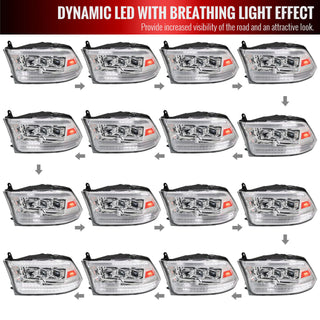 Spec D LED Headlights (Chrome w/ LED Sequential Signal): Dodge Ram 2009 - 2018