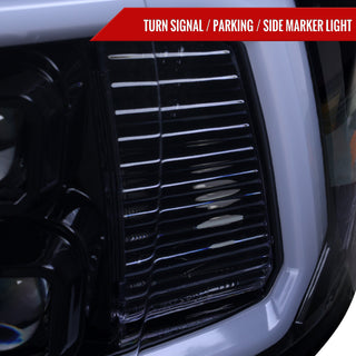 Spec D LED Bar Sequential Turn Signal Projector Headlights (Glossy Black): Dodge RAM 1500 / RAM 2500 / RAM 3500 2009-2024