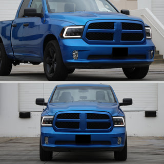Spec D LED Bar Sequential Turn Signal Projector Headlights (Matte Black): Dodge RAM 1500 / RAM 2500 / RAM 3500 2009-2024