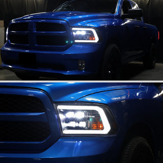 Spec D LED Bar Sequential Turn Signal Projector Headlights (Matte Black): Dodge RAM 1500 / RAM 2500 / RAM 3500 2009-2024
