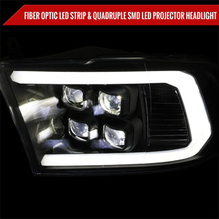 Spec D LED Bar Sequential Turn Signal Projector Headlights (Matte Black): Dodge RAM 1500 / RAM 2500 / RAM 3500 2009-2024