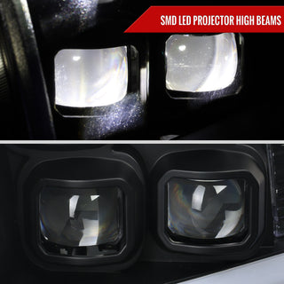 Spec D LED Bar Sequential Turn Signal Projector Headlights (Matte Black): Dodge RAM 1500 / RAM 2500 / RAM 3500 2009-2024