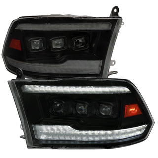 Spec D LED Headlights (Black w/ LED Sequential Signal): Dodge Ram 2009 - 2018