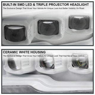 Spec D LED Projector Headlights (White w/ Sequential Signal): Dodge Ram 2009 - 2018