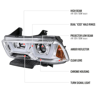 Spec D Projector Halo Headlights (Chrome): Dodge Charger 2011 - 2014