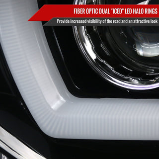 Spec D U-Shape Halo Projector Halo Headlights (Black): Dodge Charger 2011 - 2014