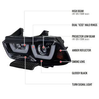 Spec D Projector Halo Headlights (Smoke): Dodge Charger 2011 - 2014