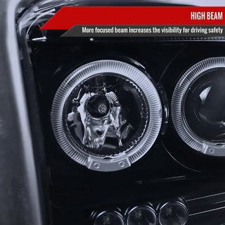 Spec D Projector Halo Headlights (Smoke): Dodge Dakota 2005 - 2007