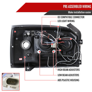 Spec D Projector Halo Headlights (Smoke): Dodge Dakota 2005 - 2007