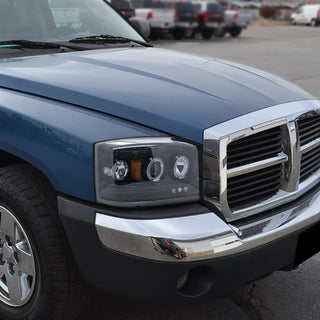 Spec D Projector Halo Headlights (Smoke): Dodge Dakota 2005 - 2007