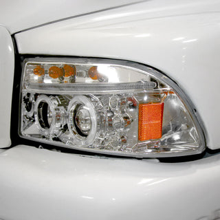 Spec D Projector Halo Headlights (Chrome): Dodge Dakota & Durango 1997 - 2004