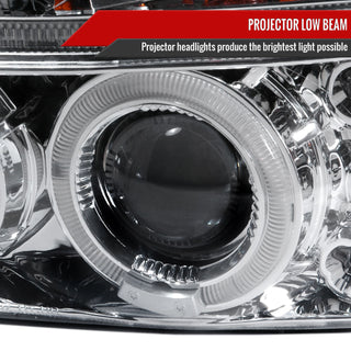 Spec D Projector Halo Headlights (Chrome): Dodge Dakota & Durango 1997 - 2004