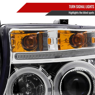 Spec D Projector Halo Headlights (Chrome): Dodge Dakota & Durango 1997 - 2004