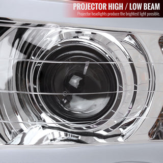 Spec D Projector Halo Headlights w/ LED Bar (Chrome): Dodge Ram 2002 - 2005
