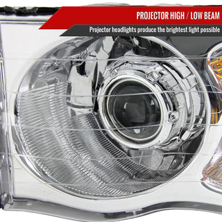 Spec D Projector Halo Headlights (Chrome): Dodge Ram 2002 - 2005