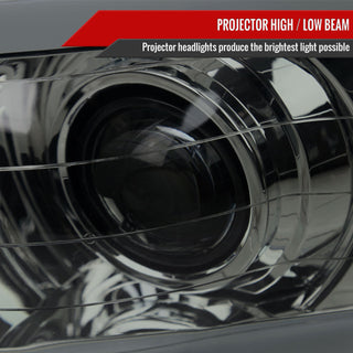 Spec D Projector Halo Headlights w/ LED Bar (Smoke): Dodge Ram 2002 - 2005