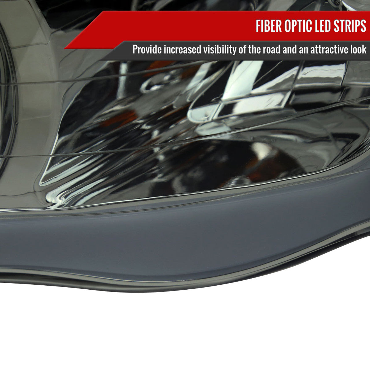 Spec D Projector Halo Headlights w/ LED Bar (Smoke): Dodge Ram 2002 - 2005