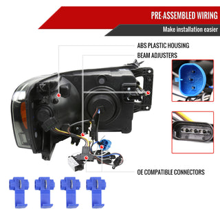 Spec D Projector Halo Headlights w/ LED Bar (Smoke): Dodge Ram 2002 - 2005