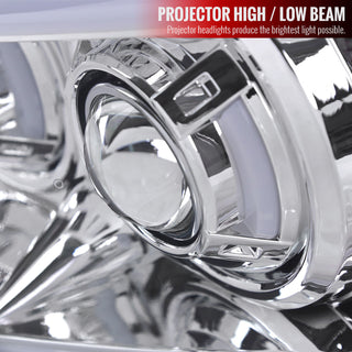 Spec D Projector Halo Headlights w/ LED Bar (Chrome): Dodge Ram 2006 - 2008