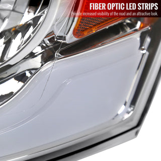 Spec D Projector Halo Headlights w/ LED Bar (Chrome): Dodge Ram 2006 - 2008