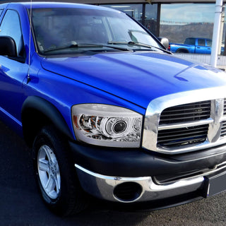Spec D Projector Halo Headlights w/ LED Bar (Chrome): Dodge Ram 2006 - 2008