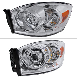 Spec D Projector Halo Headlights (Chrome): Dodge Ram 2006 - 2008