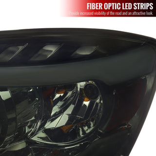 Spec D Projector Halo Quad Headlights w/ LED Bar (Smoke): Dodge Ram 2006 - 2008