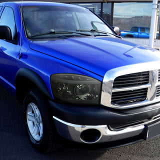 Spec D Projector Halo Quad Headlights w/ LED Bar (Smoke): Dodge Ram 2006 - 2008