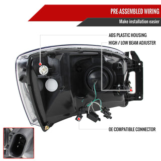 Spec D Projector Halo Headlights (Black): Dodge Ram 2006 - 2008