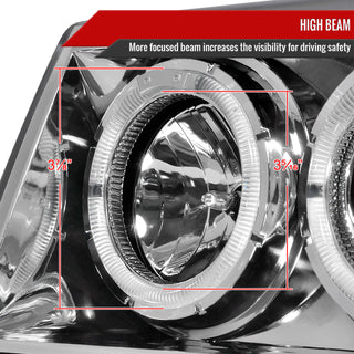 Spec D Projector Halo Headlights (Chrome): Jeep Grand Cherokee 1993 - 1996