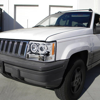 Spec D Projector Halo Headlights (Chrome): Jeep Grand Cherokee 1993 - 1996