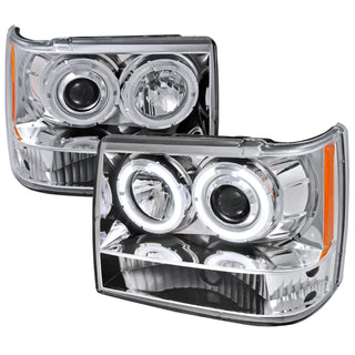 Spec D Projector Halo Headlights (Chrome): Jeep Grand Cherokee 1993 - 1996
