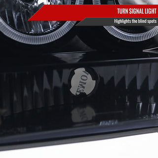 Spec D Projector Halo Headlights (Smoke): Jeep Grand Cherokee 1993 - 1996