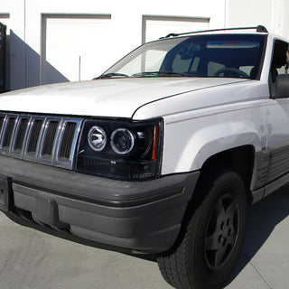 Spec D Projector Halo Headlights (Smoke): Jeep Grand Cherokee 1993 - 1996