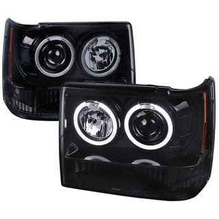 Spec D Projector Halo Headlights (Smoke): Jeep Grand Cherokee 1993 - 1996
