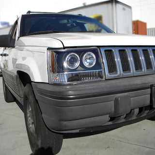 Spec D Projector Halo Headlights (Black): Jeep Grand Cherokee 1993 - 1996