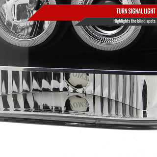 Spec D Projector Halo Headlights (Black): Jeep Grand Cherokee 1993 - 1996