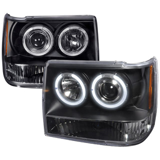 Spec D Projector Halo Headlights (Black): Jeep Grand Cherokee 1993 - 1996