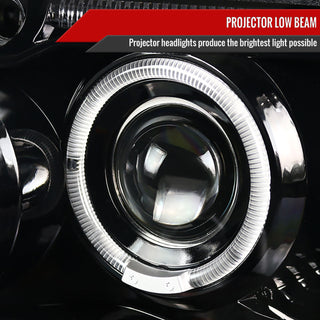Spec D Projector Halo Headlights (Glossy Black): Jeep Grand Cherokee 1999 - 2004