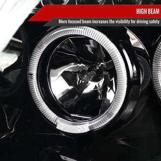 Spec D Projector Halo Headlights (Glossy Black): Jeep Grand Cherokee 1999 - 2004